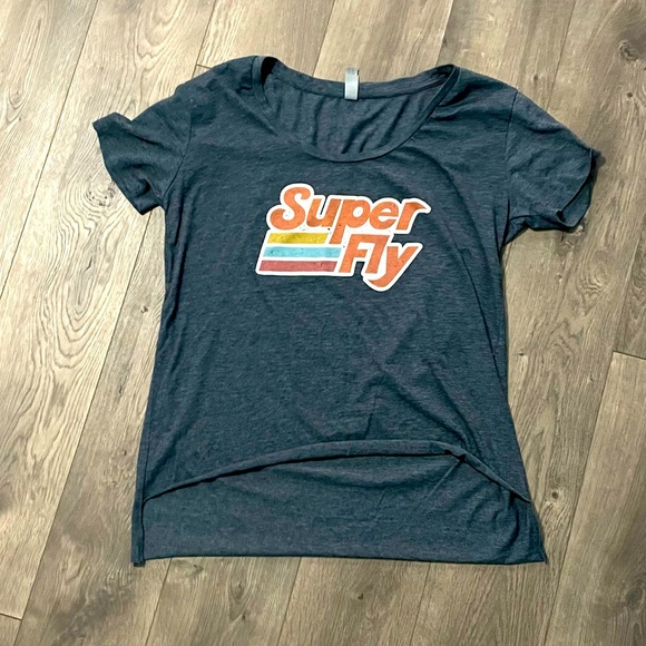 Retro / Vintage style short sleeve top. Dark gray in good condition. - Picture 2 of 5